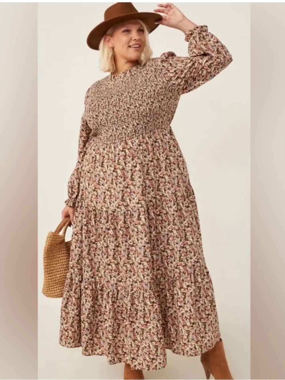 Hayden Los Angeles Womens Smocked Cottage Core Maxi Dress Plus 3XL